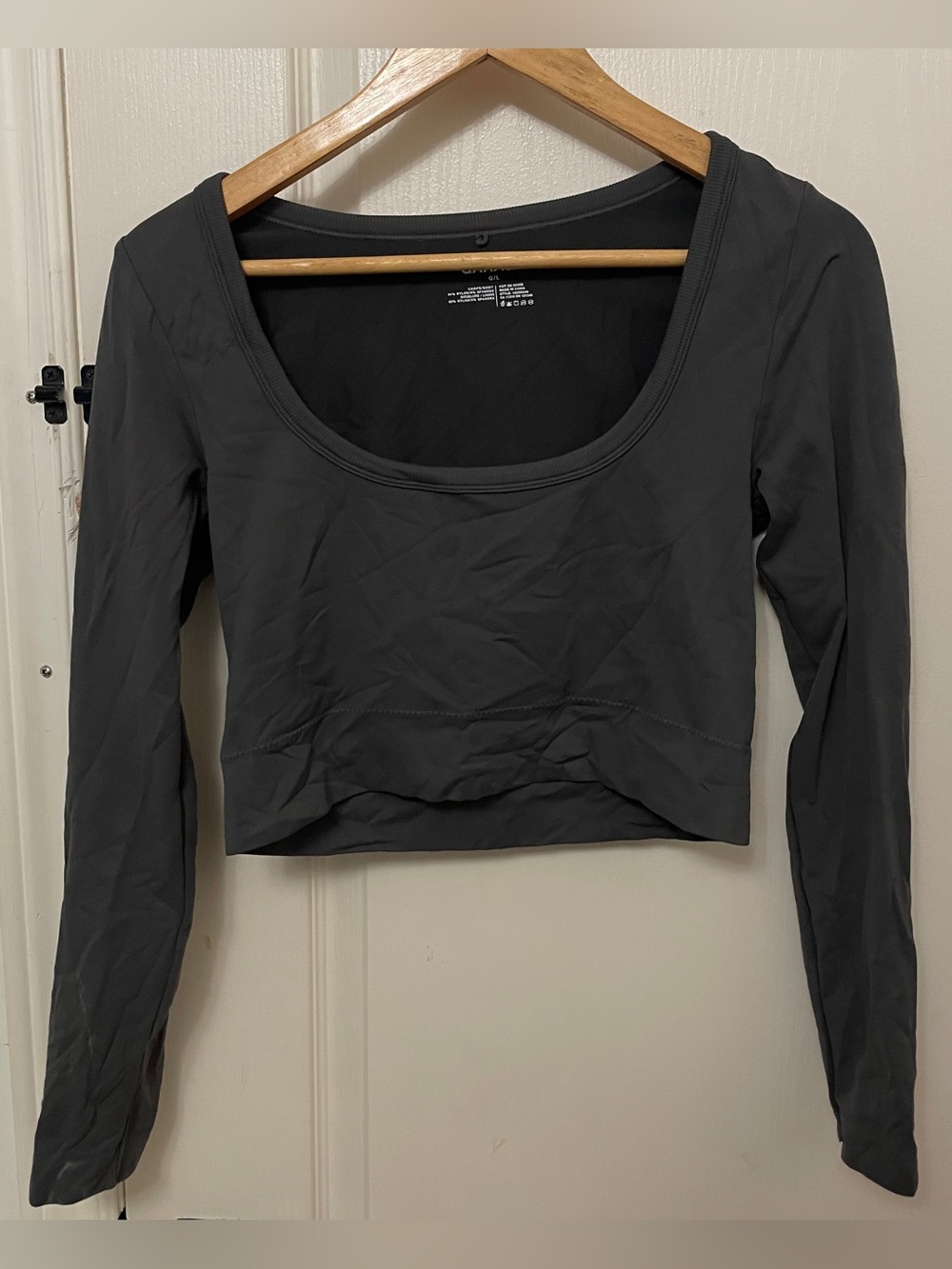 Garage Women's Long-Sleeve Scoop Crop Top - Charcoal